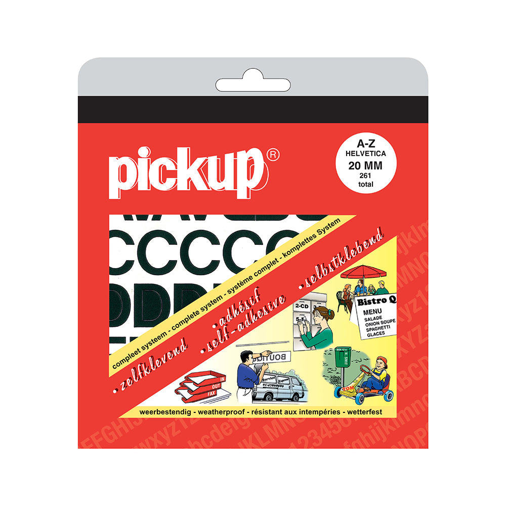 alfabet letters A t/m Z en diverse leestekens Helvetica zwart - 20 mm - Helvetica - 12000020 - EAN 8711234083203 - zelfklevend vinyl