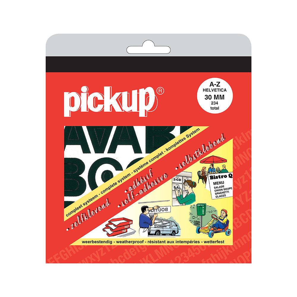 alfabet letters A t/m Z en diverse leestekens Helvetica zwart - 30 mm - Helvetica - 12000030 - EAN 8711234083401 - zelfklevend vinyl