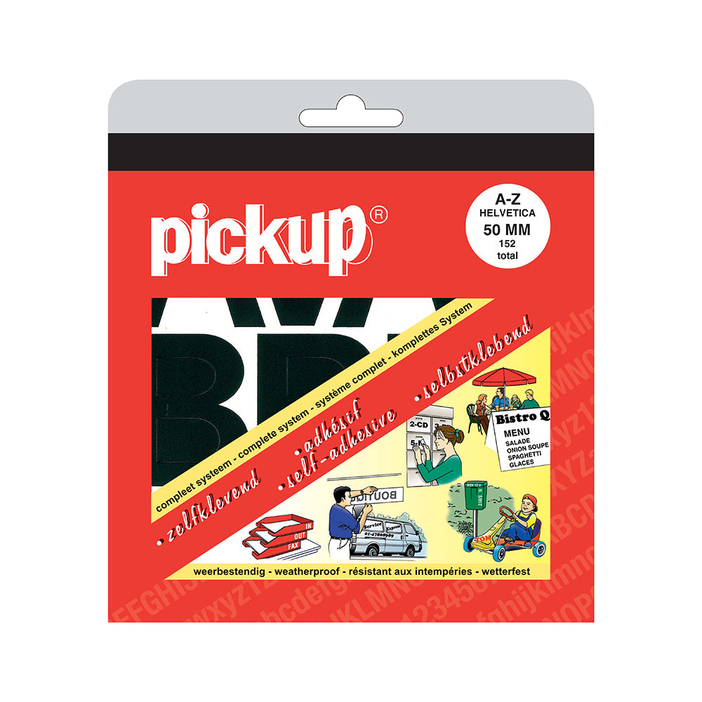 alfabet letters A t/m Z en diverse leestekens Helvetica zwart - 50 mm - Helvetica - 12000050 - EAN 8711234083807 - zelfklevend vinyl