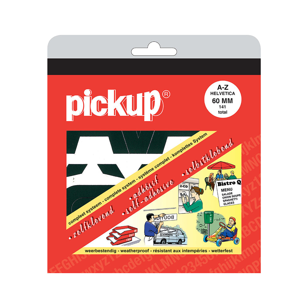 alfabet letters A t/m Z en diverse leestekens Helvetica zwart - 60 mm - Helvetica - 12000060 - EAN 8711234089007 - zelfklevend vinyl