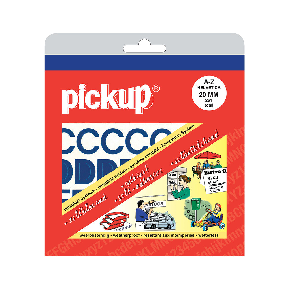 alfabet letters A t/m Z en diverse leestekens Helvetica blauw - 20 mm - Helvetica - 12050020 - EAN 8711234083258 - zelfklevend vinyl
