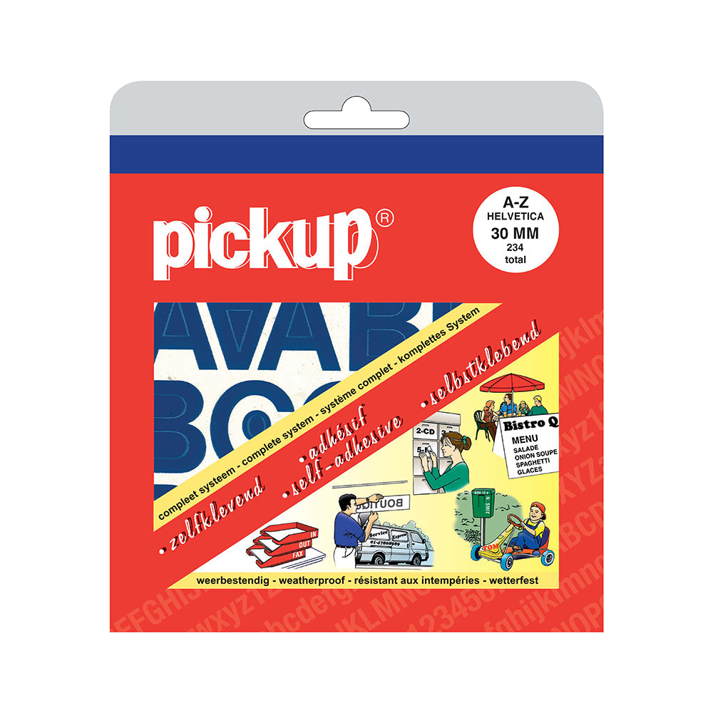 alfabet letters A t/m Z en diverse leestekens Helvetica blauw - 30 mm - Helvetica - 12050030 - EAN 8711234083456 - zelfklevend vinyl