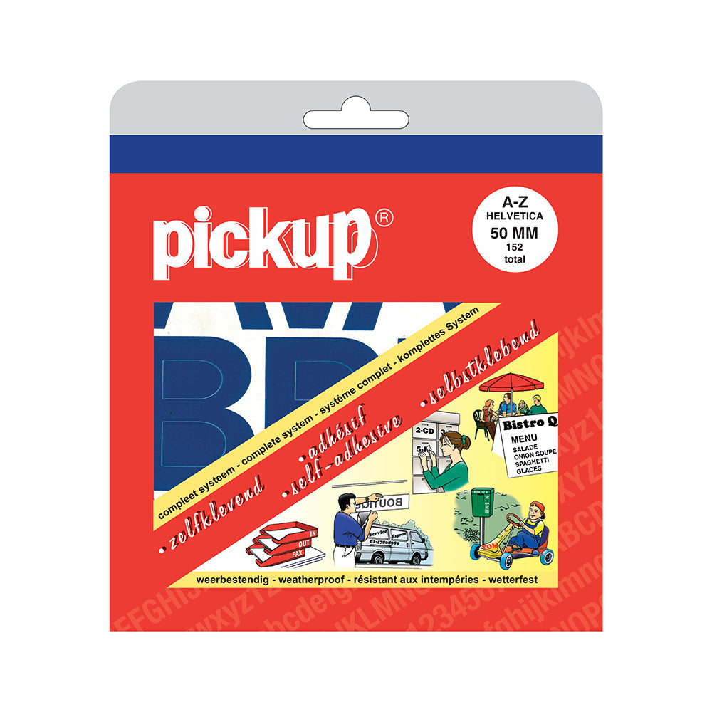 alfabet letters A t/m Z en diverse leestekens Helvetica blauw - 50 mm - Helvetica - 12050050 - EAN 8711234083852 - zelfklevend vinyl