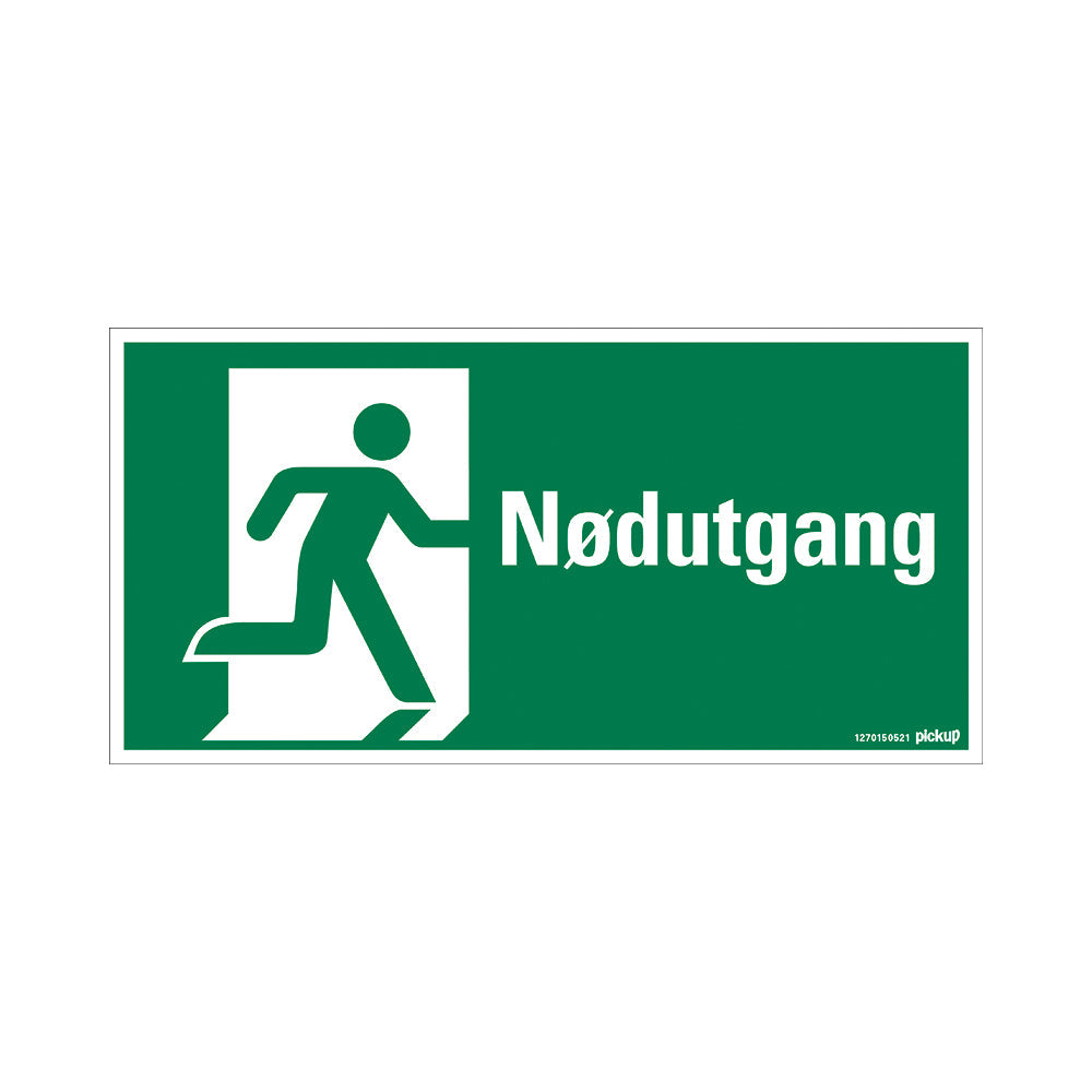 Bord 300x150 mm- NØDUTGANG SYMBOL - 1270150521 - EAN 8711234130242 - hard kunststof polystyreen 1,5 mm