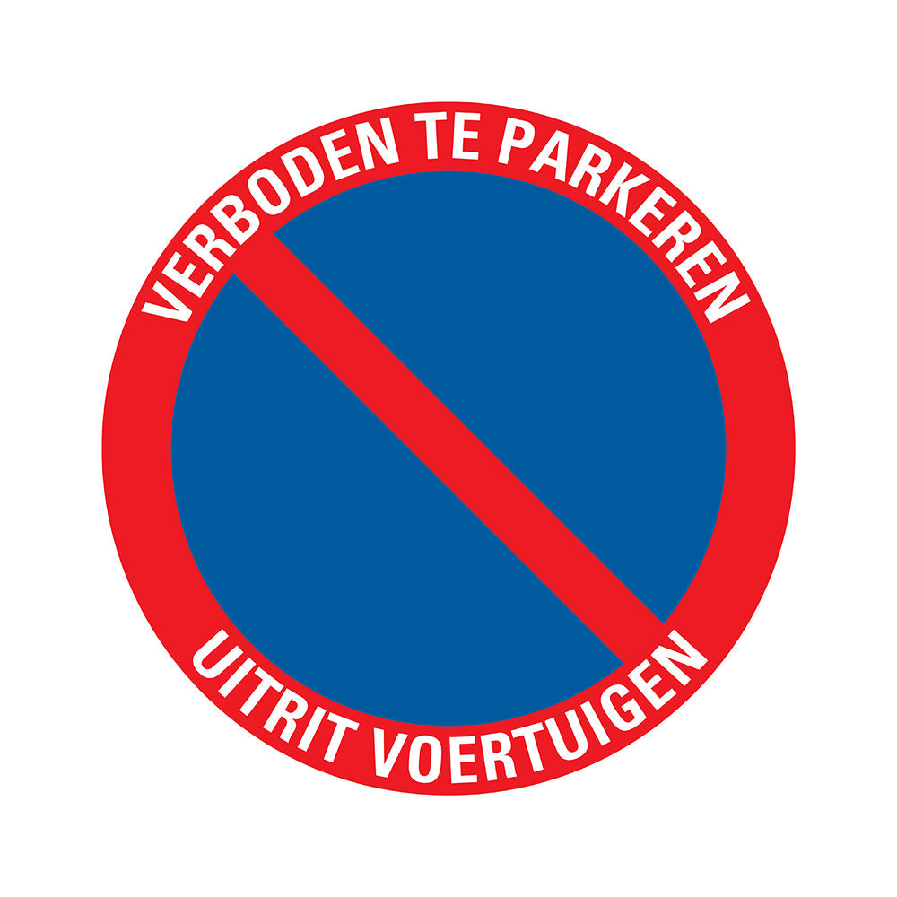 Bord rond diameter 300 mm - Verboden te parkeren Uitrit voertuigen - 1270300843 - EAN 8711234127327 - hard kunststof polystyreen 1,5 mm