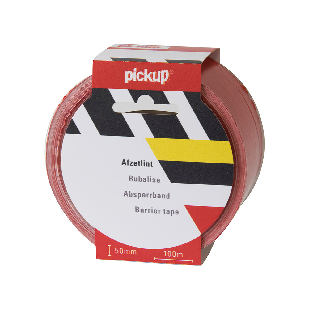 Afzetlint rood wit - 100 m x 5 cm - 1272000100 - EAN 8711234001665 -