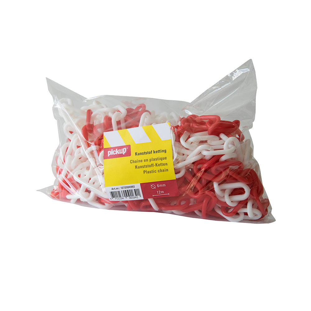 Ketting kunststof rood wit - 12 m - 6 mm dik - 1272004002 - EAN 8711234001641 -