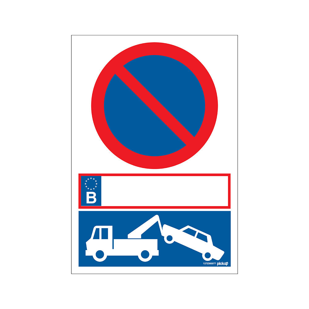 Bord 230x330 mm Combinatie - Parkeerverb. met wegsleepregel - 1272300077 - EAN 8711234128942 - hard kunststof polystyreen 1,5 mm