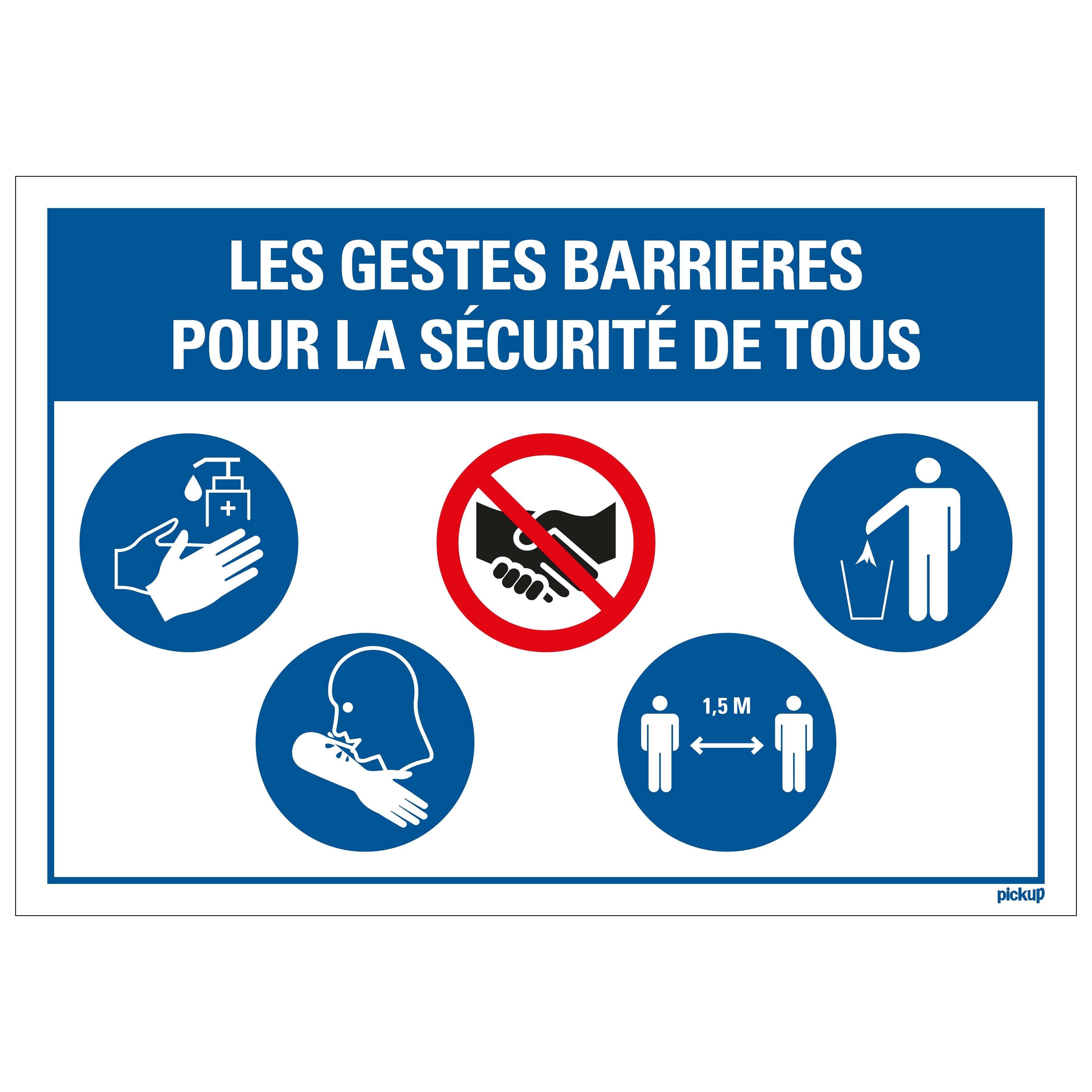 Panneau 230x330 mm Les gestes Barrieres pour la sécurité de tous - social distance distance sociale - 19 1272300269 EAN 8711234040824