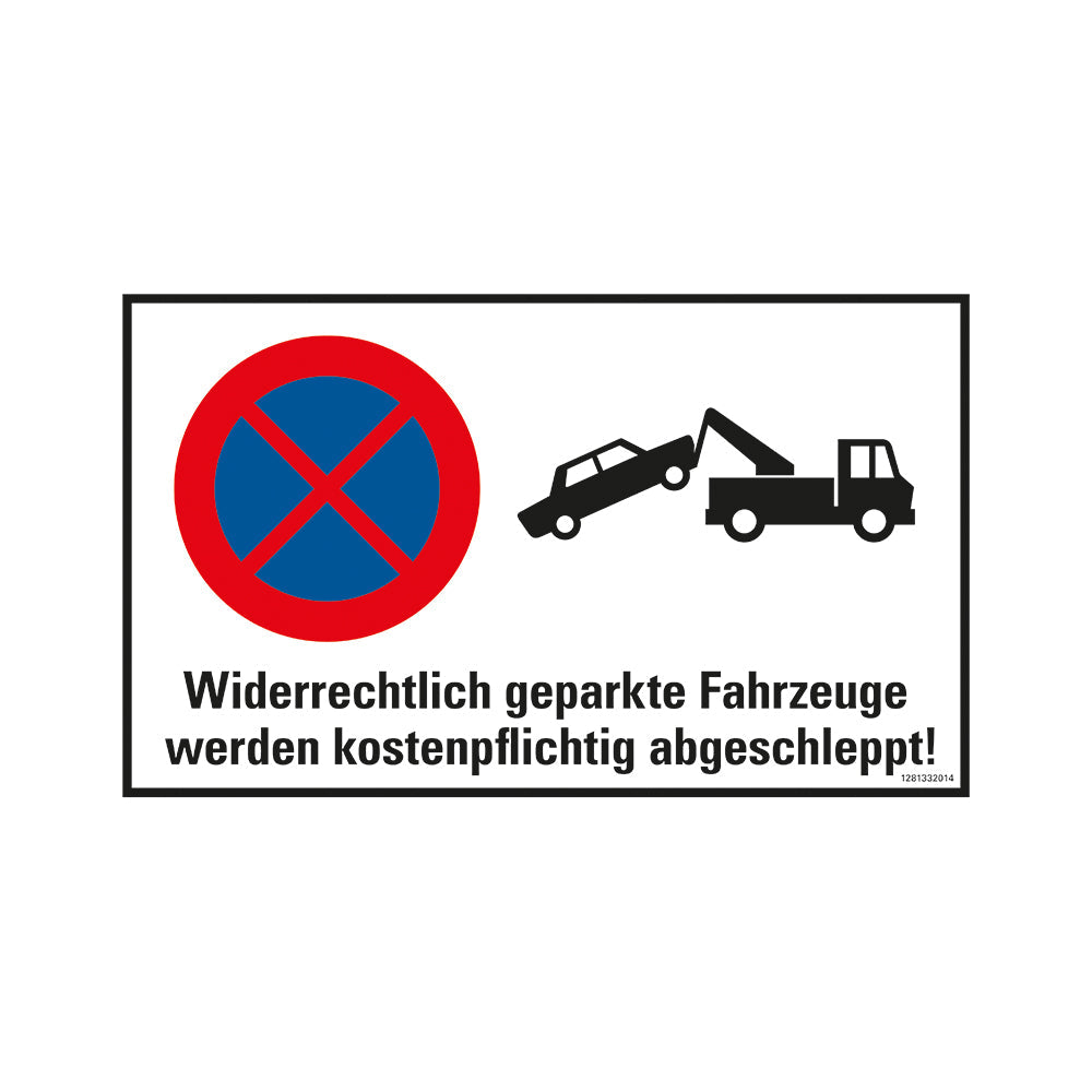 Kunststoff Schild bord 330x200 mm SK WIDERRECHTLICH GEPARKTE FAHRZEUGE ABGESCHLEPPT 1281332014 EAN 8711234031686 200x330 mm