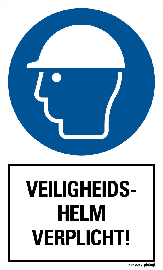 Bord 200x330 mm combinatie Veiligheidshelm verplicht, 1281332026, EAN 8711234030887, hard kunststof polystyreen 1 mm zelfklevend
