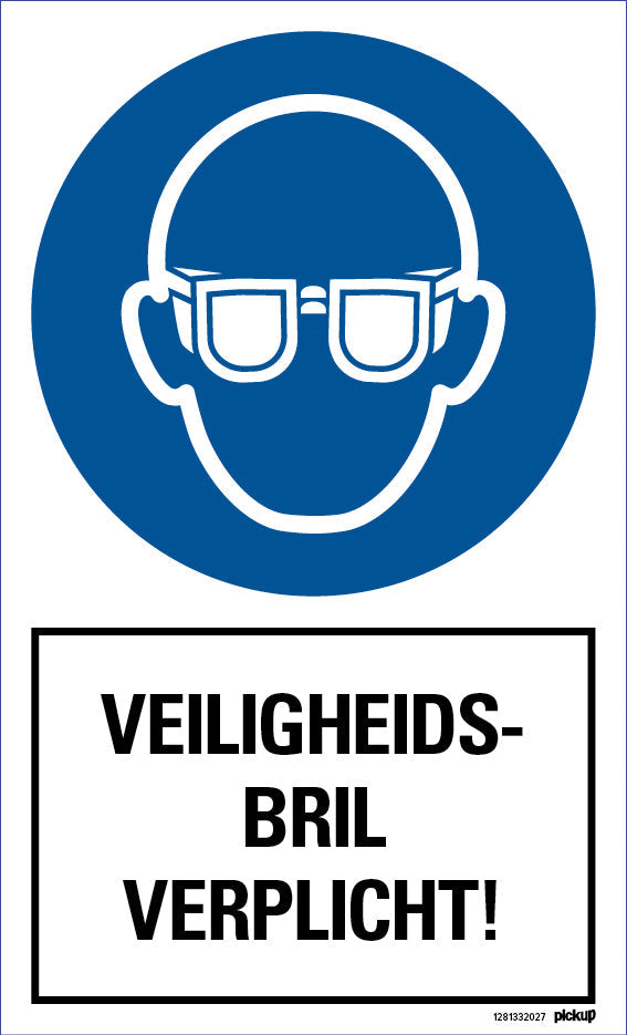 Bord 200x330 mm combinatie Veiligheidsbril verplicht, 1281332027, EAN 8711234030931, hard kunststof polystyreen 1 mm zelfklevend