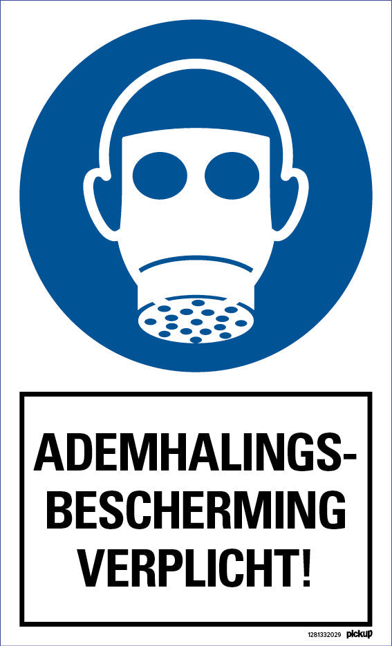 Bord 200x330 mm combinatie ademhalingsbescherming verplicht, 1281332029, EAN 8711234030955, hard kunststof polystyreen 1 mm zelfklevend