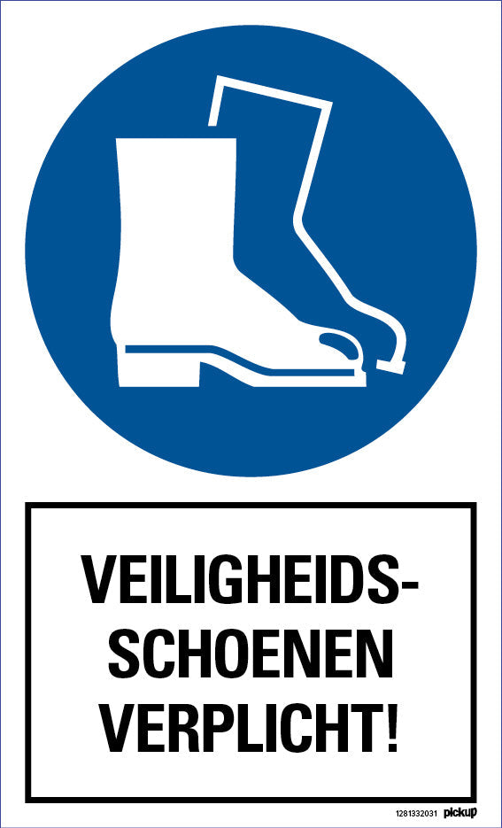 Bord 200x330 mm combinatie Veiligheidsschoenen verplicht, 1281332031, EAN 8711234031211, hard kunststof polystyreen 1 mm zelfklevend