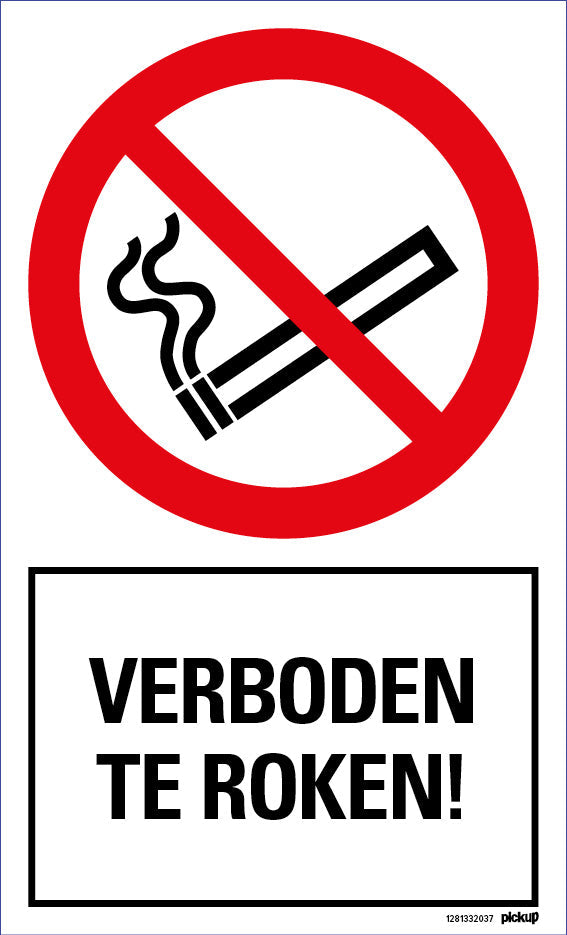 Bord 200x330 mm combinatie Verboden te roken, 1281332037, EAN 8711234032041, hard kunststof polystyreen 1 mm zelfklevend