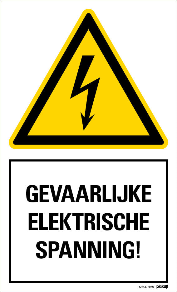 Bord 200x330 mm combinatie Gevaarlijke electrische spanning, 1281332040, EAN 8711234032072, hard kunststof polystyreen 1 mm zelfklevend