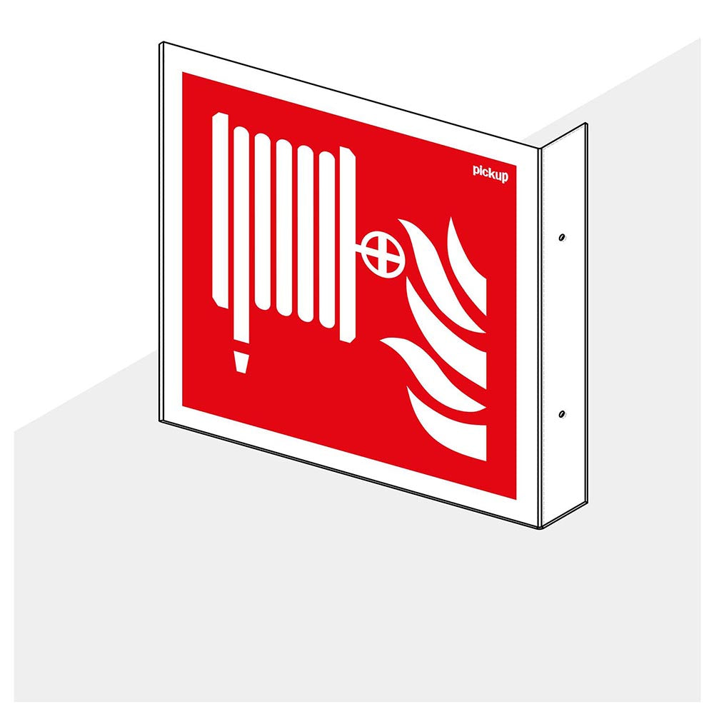 Haaks hoekbord brandslang 150x150 mm - 1290150003 - EAN 8711234006721 - hard kunststof polystyreen 1,5 mm - inclusief boorgaten 2 zijdig