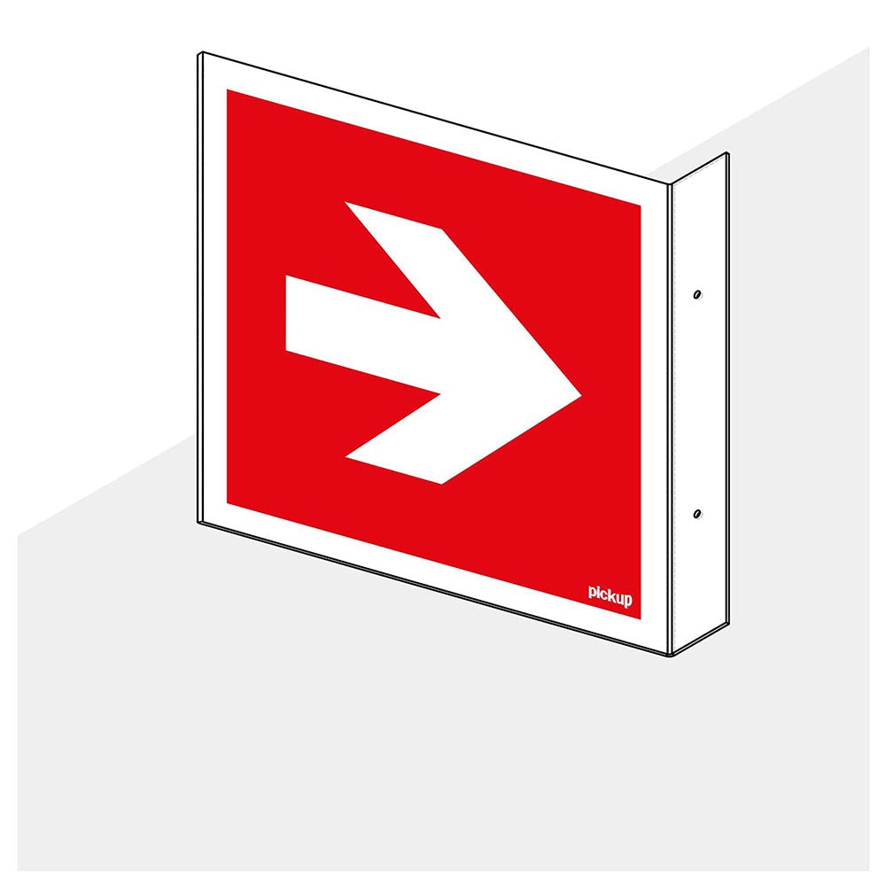 Haaks hoekbord richtingspijl 90 gr. Rood 150x150 mm - 1290150007 - EAN 8711234006769 - hard kunststof polystyreen 1,5 mm - inclusief boorgaten 2 zijdig