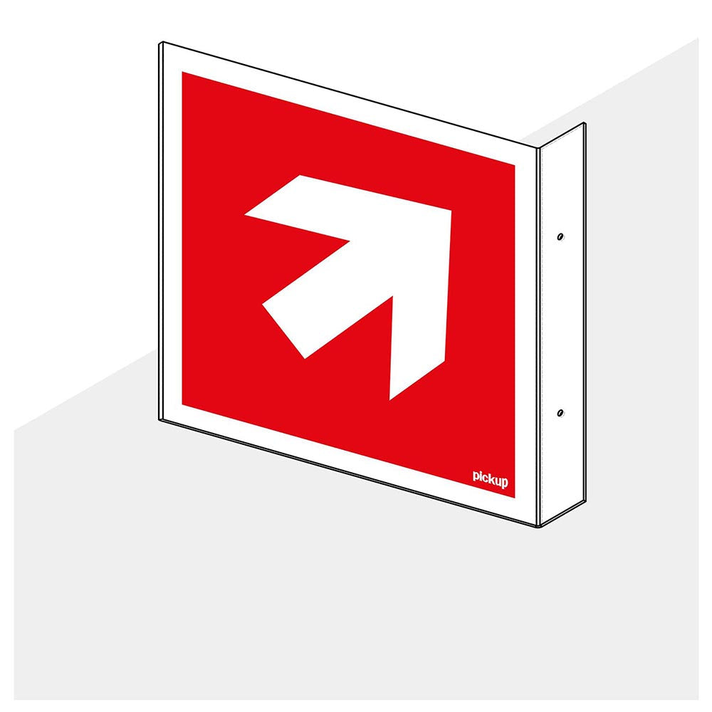 Haaks hoekbord richtingspijl 45 gr. rood 150x150 mm - 1290150008 - EAN 8711234006776 - hard kunststof polystyreen 1,5 mm - inclusief boorgaten 2 zijdig