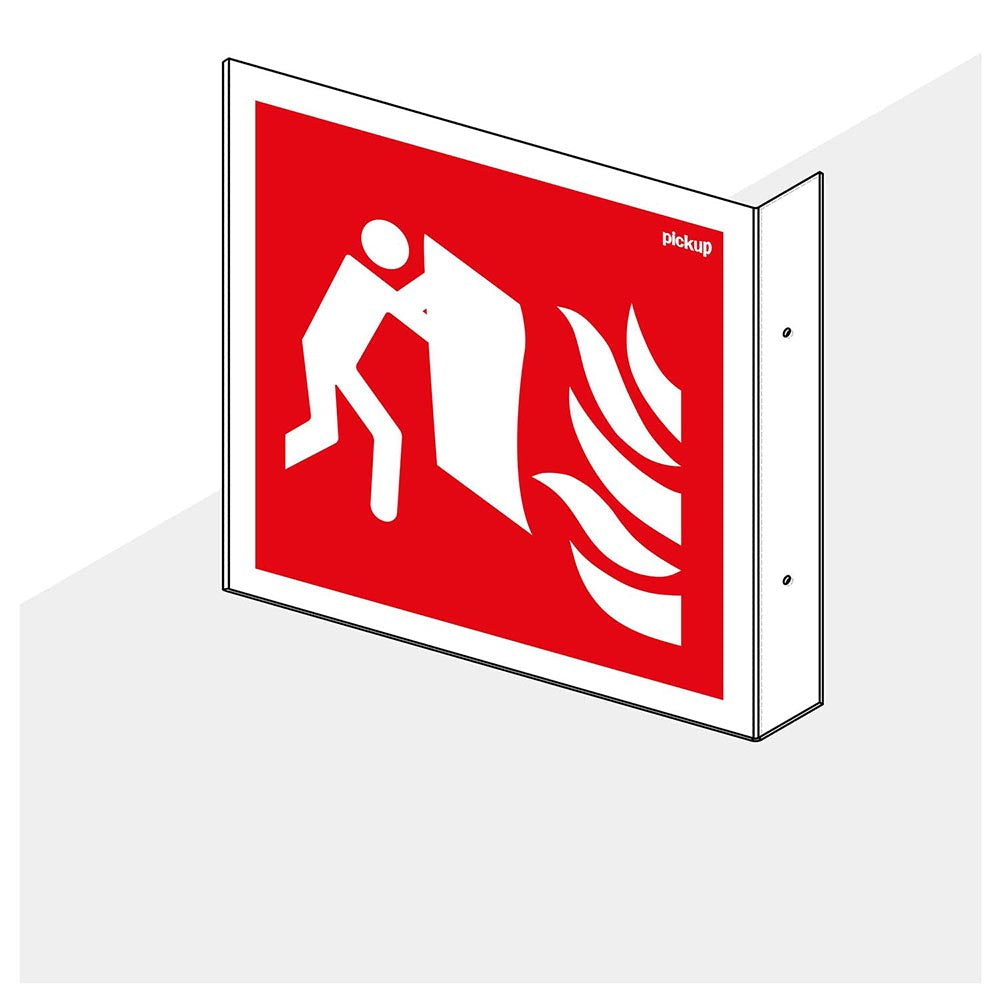 Haaks hoekbord blusdeken 150x150 mm - 1290150009 - EAN 8711234006783 - hard kunststof polystyreen 1,5 mm - inclusief boorgaten 2 zijdig