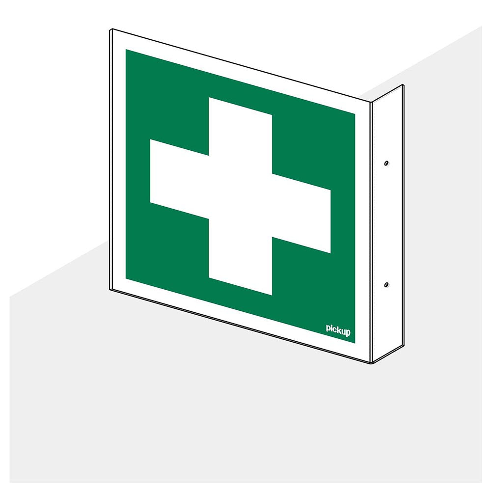 Haaks hoekbord eerste hulp 150x150 mm - 1290150010 - EAN 8711234006790 - hard kunststof polystyreen 1,5 mm - inclusief boorgaten 2 zijdig