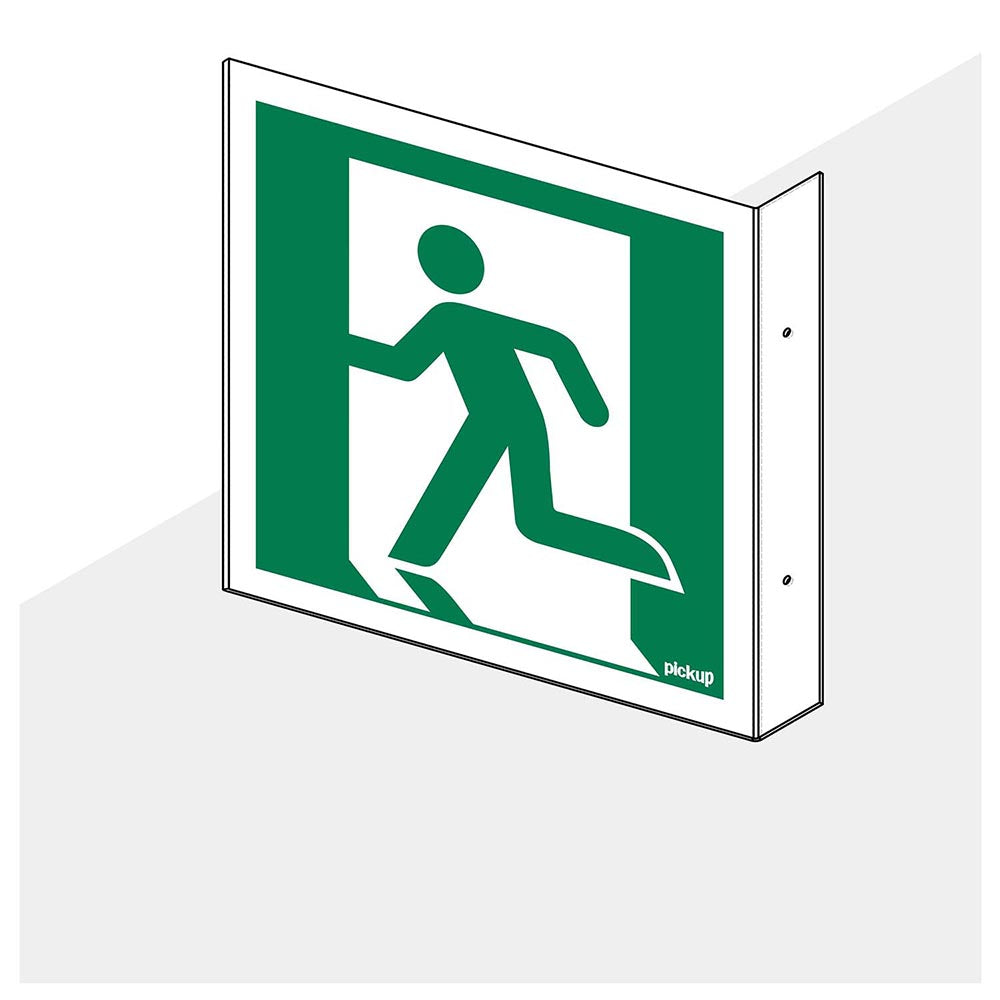 Haaks hoekbord Vluchtweg Links 150x150 mm - 1290150015 - EAN 8711234007926 - hard kunststof polystyreen 1,5 mm - inclusief boorgaten 2 zijdig