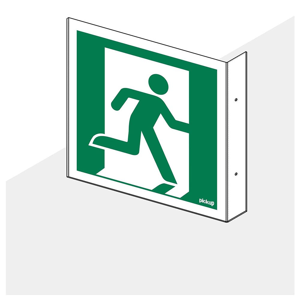 Haaks hoekbord Vluchtweg Rechts 150x150 mm - 1290150016 - EAN 8711234007933 - hard kunststof polystyreen 1,5 mm - inclusief boorgaten 2 zijdig