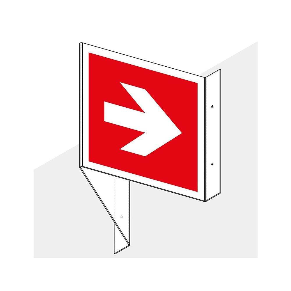 Panoramabord richtingspijl 90 gr. rood 150x300 mm -1290150307 - EAN 8711234006363 - hard kunststof polystyreen 1,5 mm