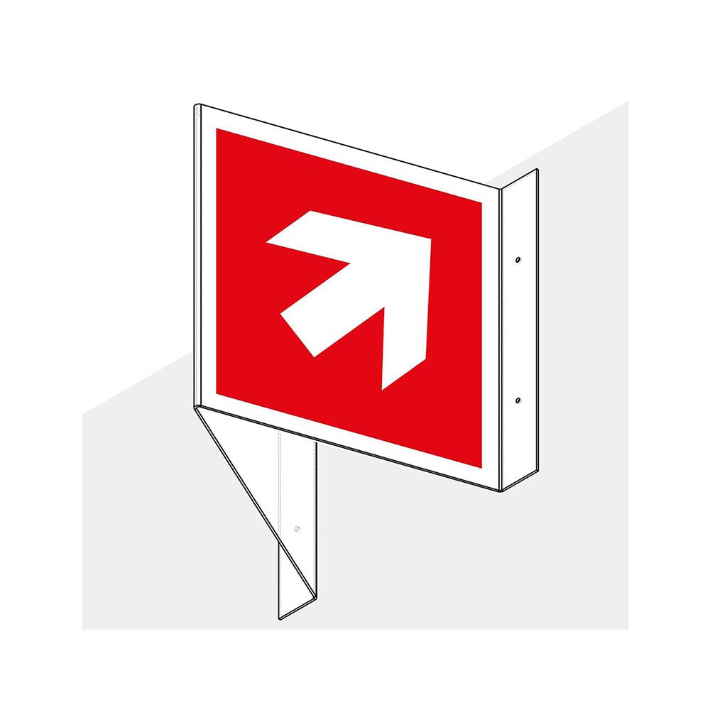 Panoramabord richtingspijl 45 gr. rood 150x300 mm -1290150308 - EAN 8711234006370 - hard kunststof polystyreen 1,5 mm