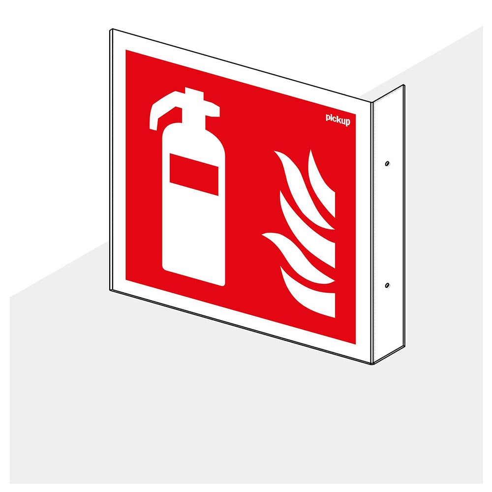 Haaks hoekbord brandblusser 200x200 mm - 1290200002 - EAN 8711234006875 - hard kunststof polystyreen 1,5 mm - inclusief boorgaten 2 zijdig
