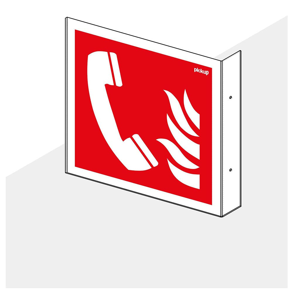 Haaks hoekbord telefoon voor brandalarm 200x200 mm - 1290200004 - EAN 8711234006899 - hard kunststof polystyreen 1,5 mm - inclusief boorgaten 2 zijdig