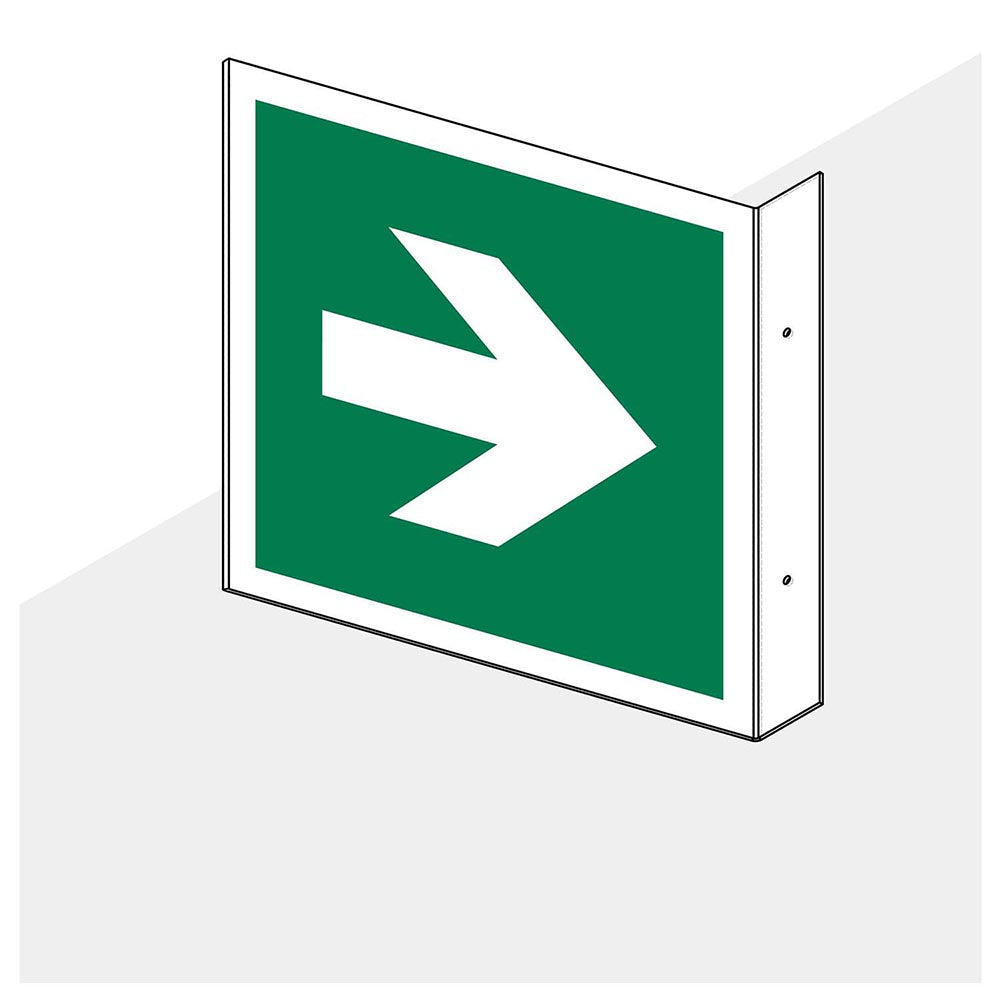 Haaks hoekbord richtingspijl 90 gr. groen 200x200 mm - 1290200013 - EAN 8711234006981 - hard kunststof polystyreen 1,5 mm - inclusief boorgaten 2 zijdig