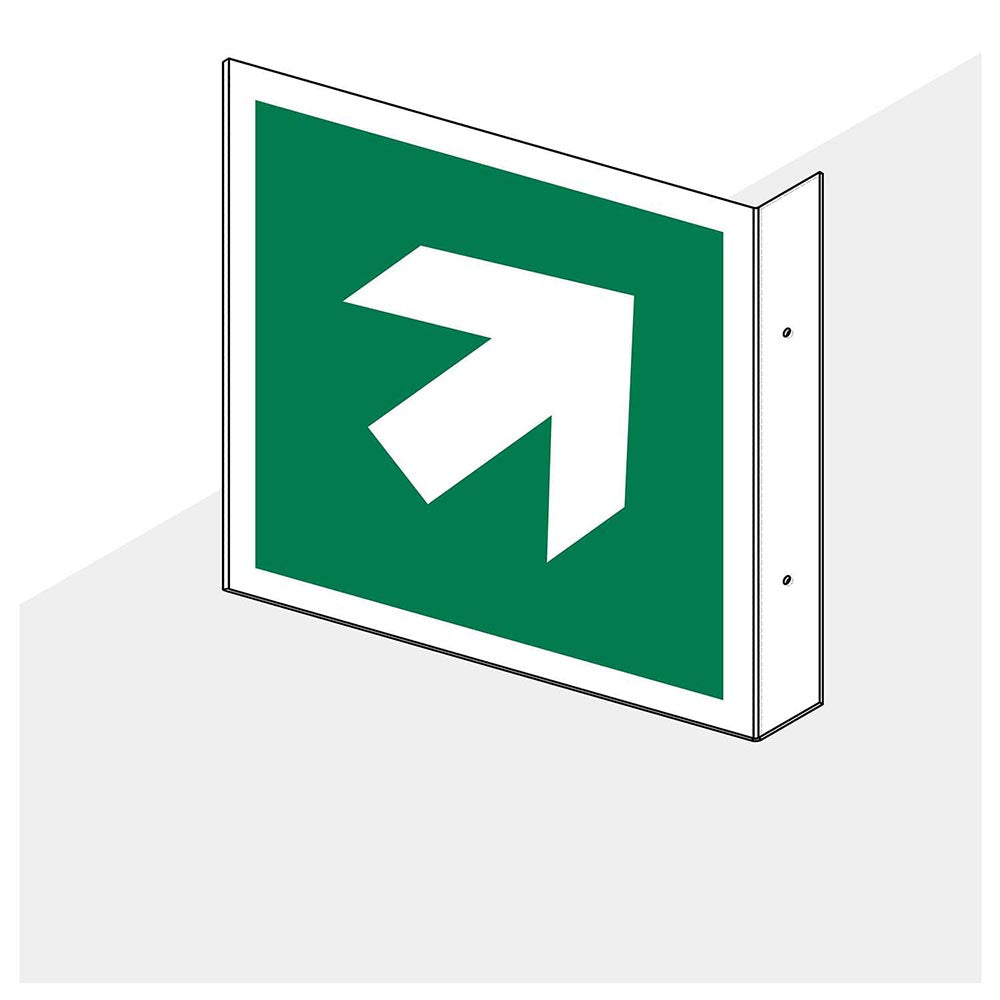 Haaks hoekbord richtingspijl 45 gr. groen 200x200 mm - 1290200014 - EAN 8711234006998 - hard kunststof polystyreen 1,5 mm - inclusief boorgaten 2 zijdig
