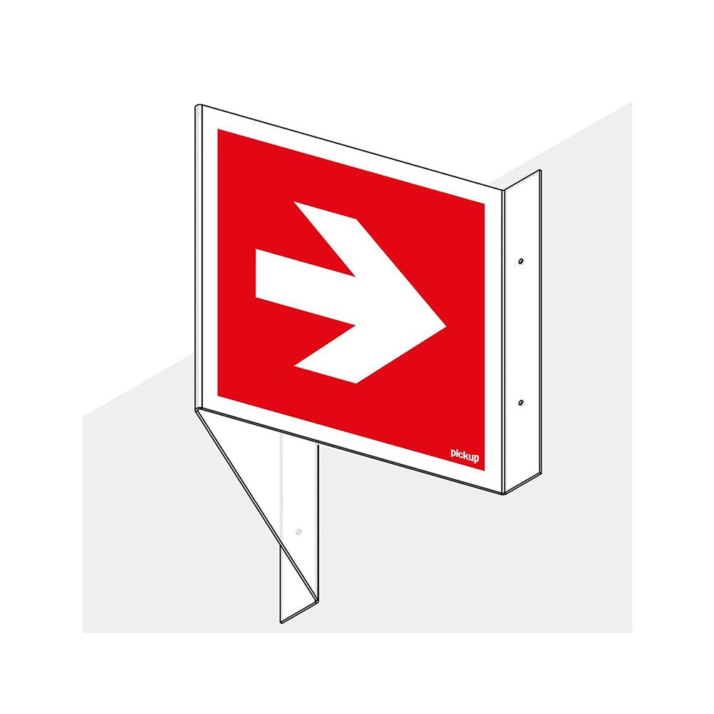 Panoramabord richtingspijl 90 gr. rood 200x400 mm -1290200407 - EAN 8711234006561 - hard kunststof polystyreen 1,5 mm