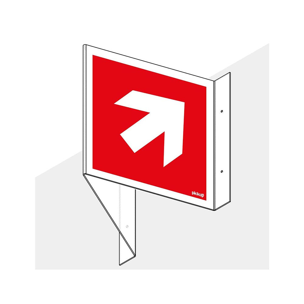 Panoramabord richtingspijl 45 gr. rood 200x400 mm -1290200408 - EAN 8711234006578 - hard kunststof polystyreen 1,5 mm