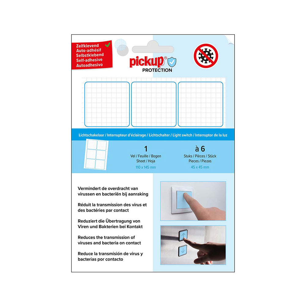 Protection Folie lichtschakelaar - 4,5x4,5 cm - transparant - zelfklevend vinyl- 1500000020 - EAN 8711234033062 - remt en breekt bacteri‰n af, o.a. Covid-19 Corona