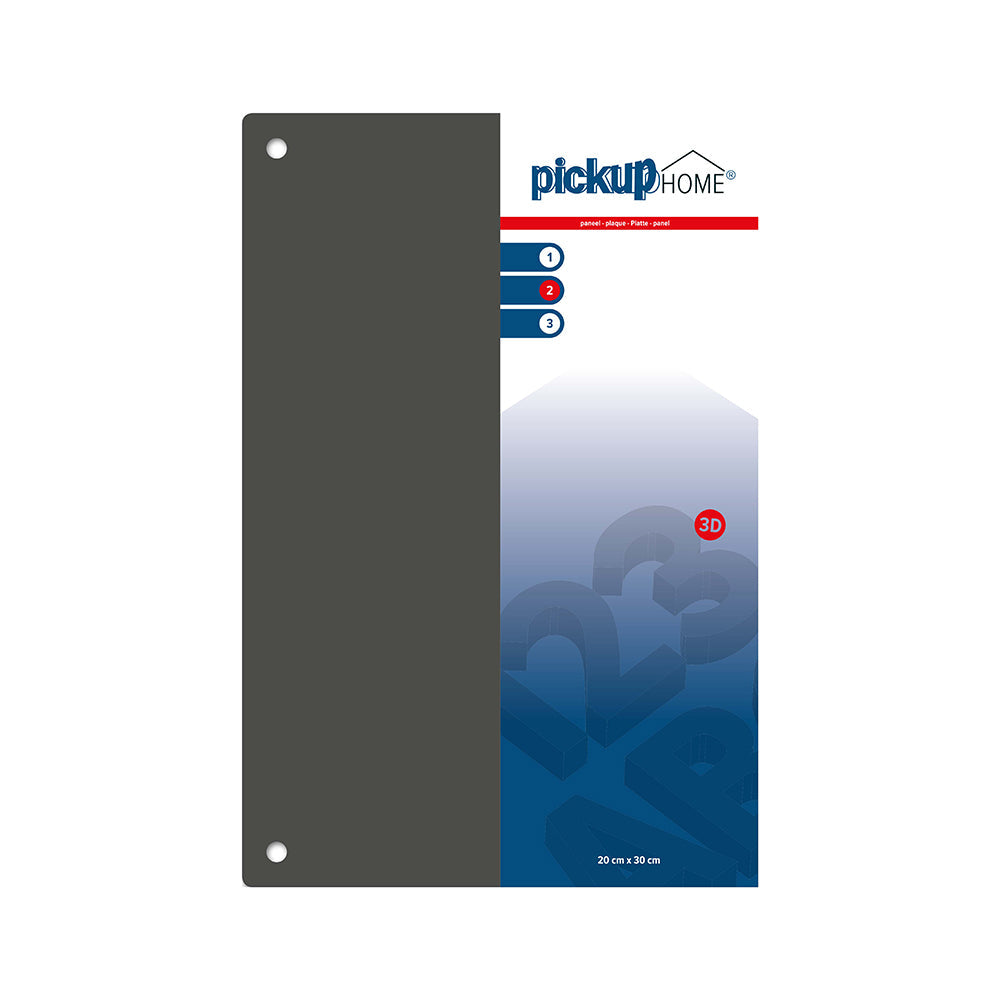 Pickup 3D Home plaat - paneel grijs acrylaat 3 mm - 300x200 mm - 212300200 - EAN 8711234016232 - weerbestendig - voorzien van bevestigingsgaatjes - <br /><br /> <a href-"../bevestigingsmaterialen">Klik hier om naar de bevestigings materialen pagina te gaan</a>.