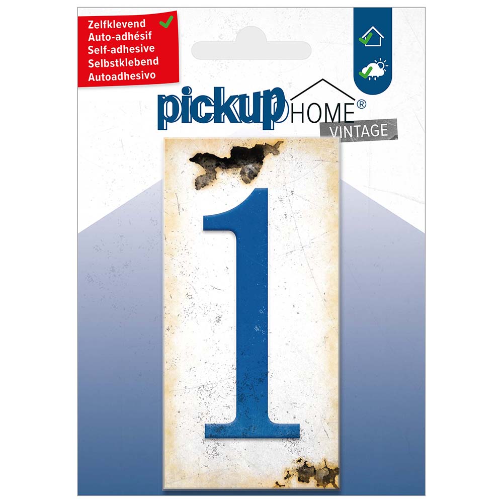 Pickup Home Vintage 50x100 mm blauw 1 - Acrylaat 3 mm zelfklevend - 2130210001- EAN 8711234019417 - rechthoekig kunststof tegeltje met vintage uitstraling - weerbestendig