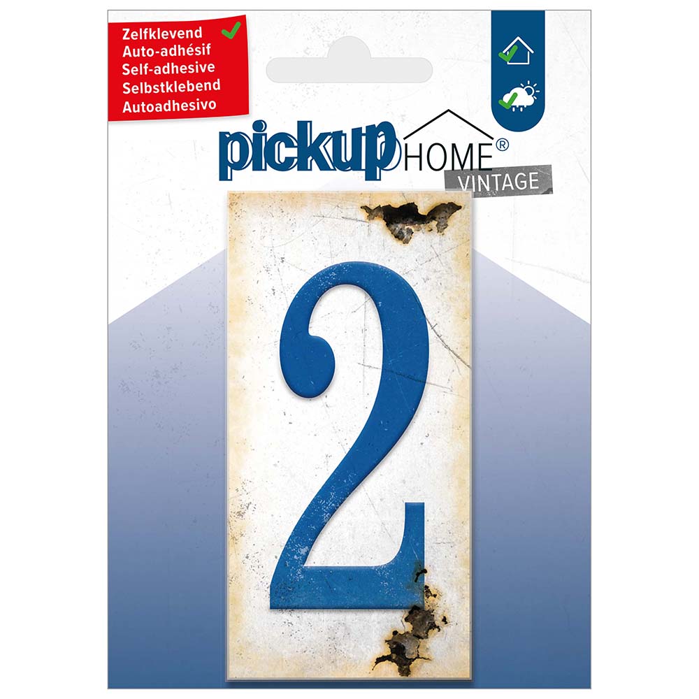 Pickup Home Vintage 50x100 mm blauw 2 - Acrylaat 3 mm zelfklevend - 2130210002- EAN 8711234019424 - rechthoekig kunststof tegeltje met vintage uitstraling - weerbestendig