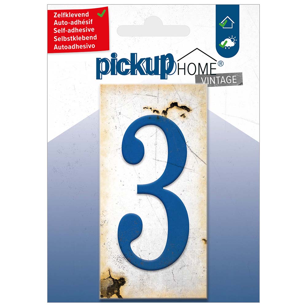 Pickup Home Vintage 50x100 mm blauw 3 - Acrylaat 3 mm zelfklevend - 2130210003- EAN 8711234019431 - rechthoekig kunststof tegeltje met vintage uitstraling - weerbestendig