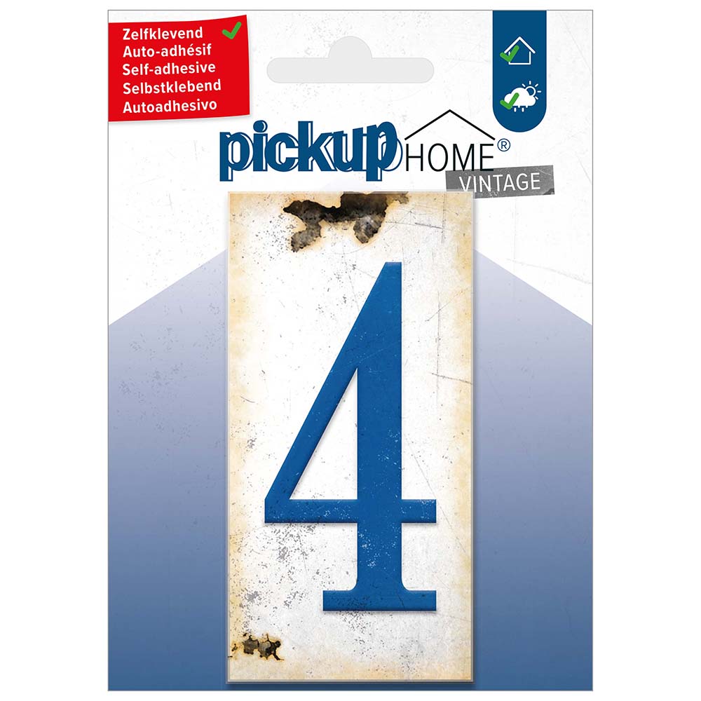 Pickup Home Vintage 50x100 mm blauw 4 - Acrylaat 3 mm zelfklevend - 2130210004- EAN 8711234019448 - rechthoekig kunststof tegeltje met vintage uitstraling - weerbestendig