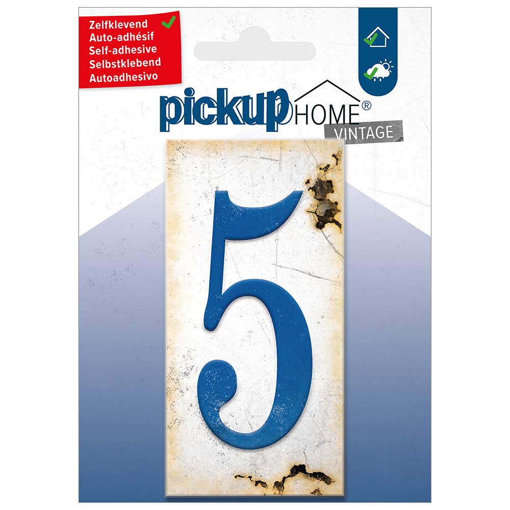 Pickup Home Vintage 50x100 mm blauw 5 - Acrylaat 3 mm zelfklevend - 2130210005- EAN 8711234019455 - rechthoekig kunststof tegeltje met vintage uitstraling - weerbestendig