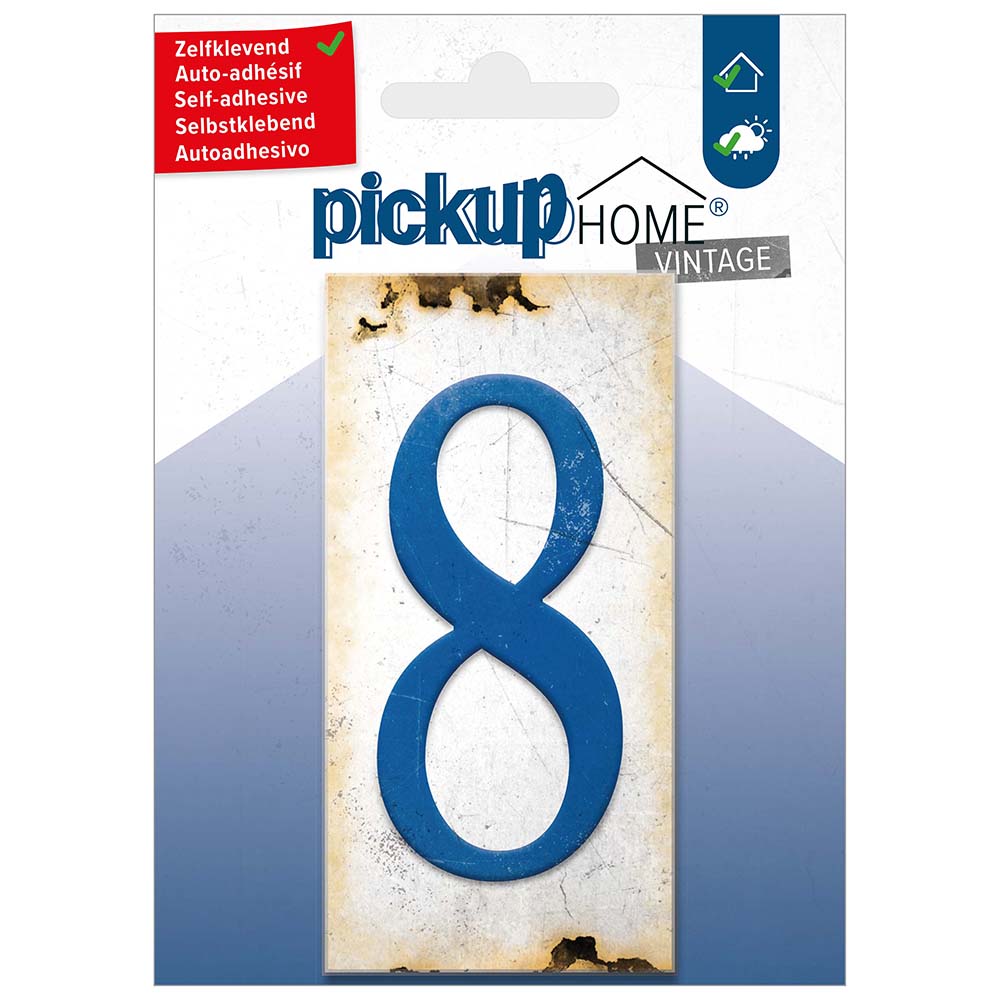 Pickup Home Vintage 50x100 mm blauw 8 - Acrylaat 3 mm zelfklevend - 2130210008- EAN 8711234019486 - rechthoekig kunststof tegeltje met vintage uitstraling - weerbestendig