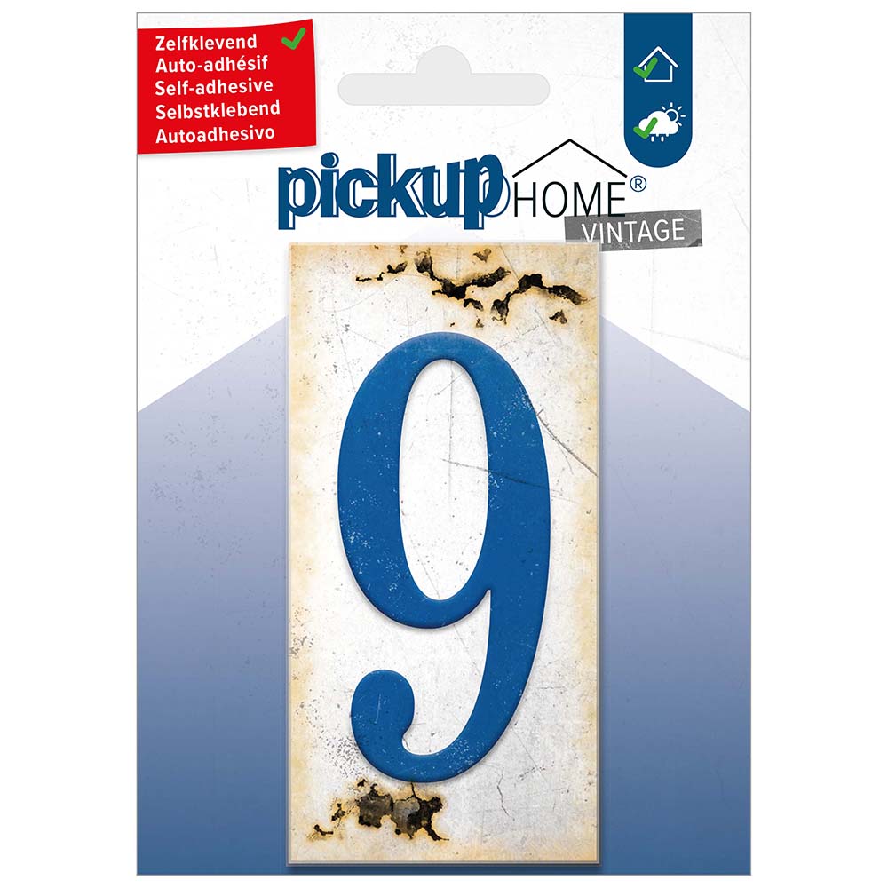 Pickup Home Vintage 50x100 mm blauw 9 - Acrylaat 3 mm zelfklevend - 2130210009- EAN 8711234019493 - rechthoekig kunststof tegeltje met vintage uitstraling - weerbestendig