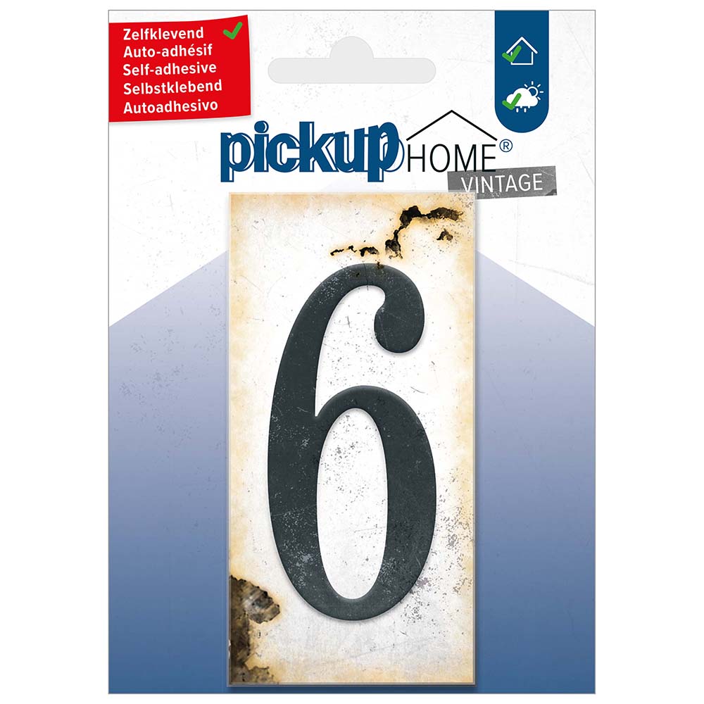 Pickup Home Vintage 50x100 mm grijs 6 - Acrylaat 3 mm zelfklevend - 2130210016 - EAN 8711234019622 - rechthoekig kunststof tegeltje met vintage uitstraling - weerbestendig