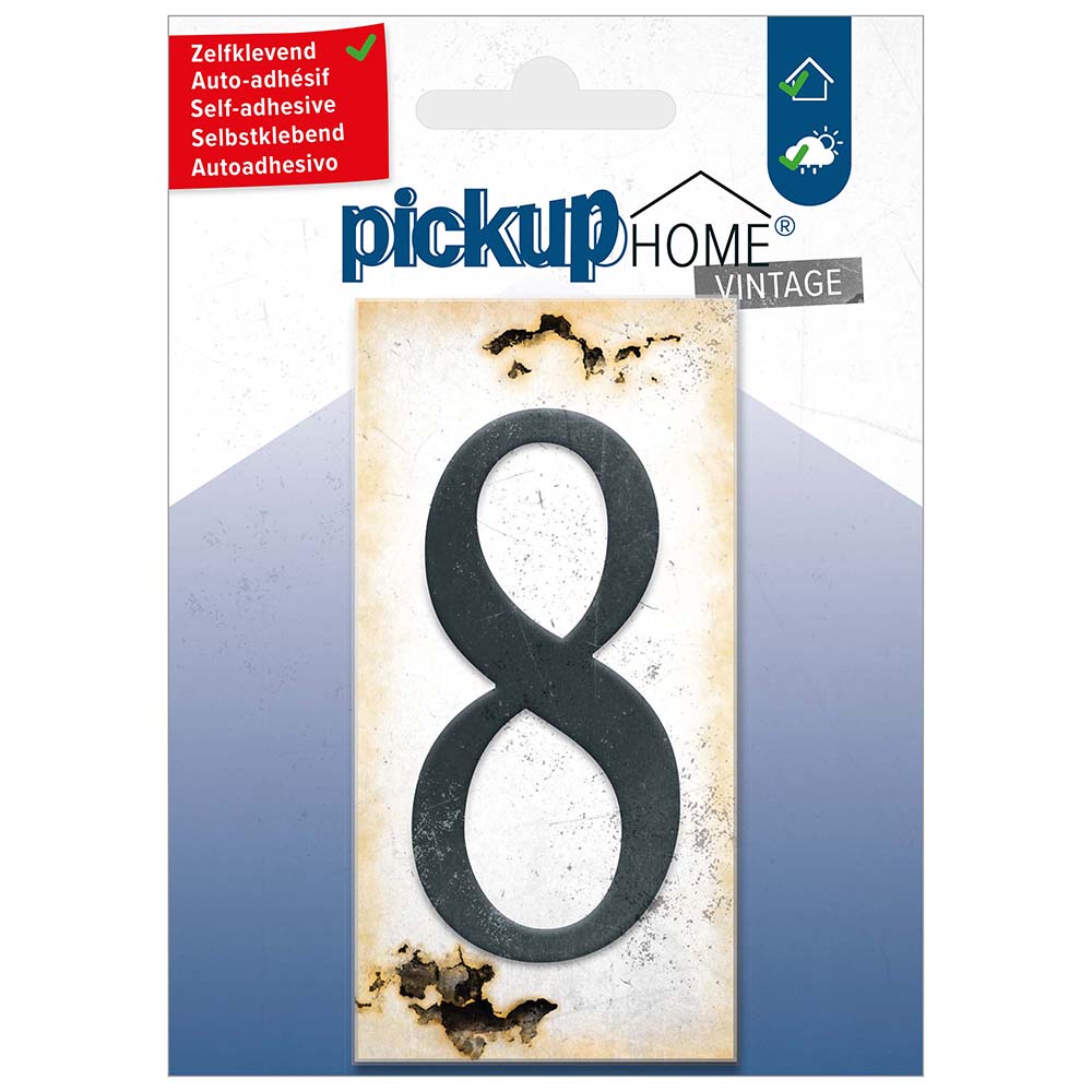 Pickup Home Vintage 50x100 mm grijs 8 - Acrylaat 3 mm zelfklevend - 2130210018 - EAN 8711234019646 - rechthoekig kunststof tegeltje met vintage uitstraling - weerbestendig