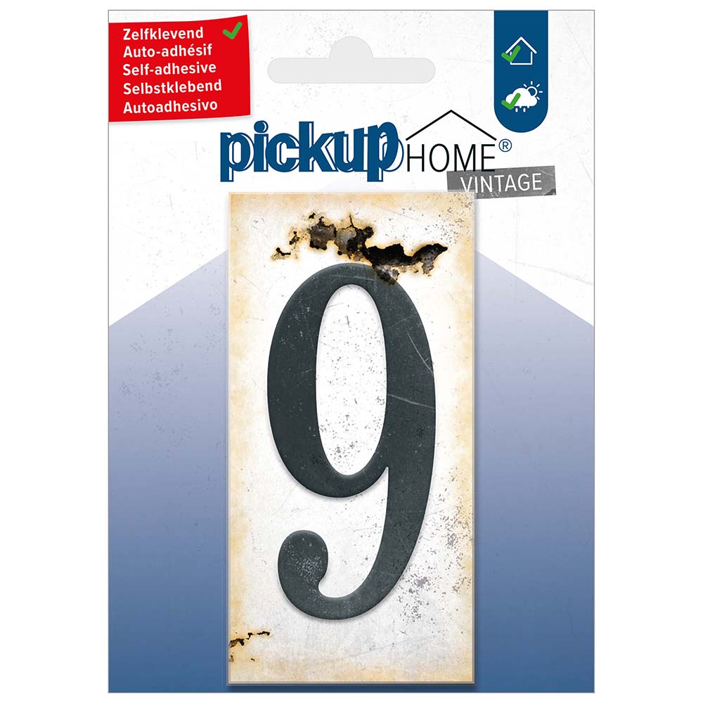 Pickup Home Vintage 50x100 mm grijs 9 - Acrylaat 3 mm zelfklevend - 2130210019 - EAN 8711234019653 - rechthoekig kunststof tegeltje met vintage uitstraling - weerbestendig