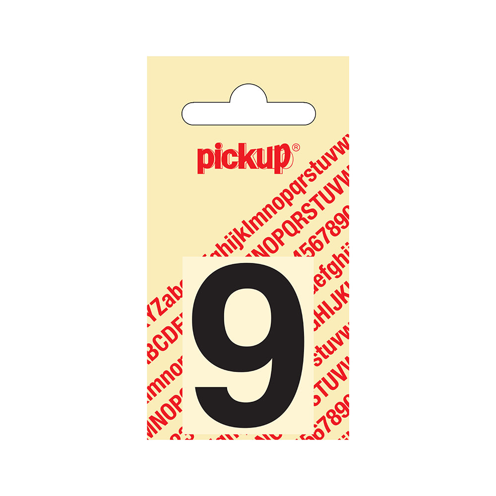 Plakcijfer Helvetica 40 mm - zwart 9 - Helvetica - 312020409 - EAN 8711234101396 - zelfklevend vinyl