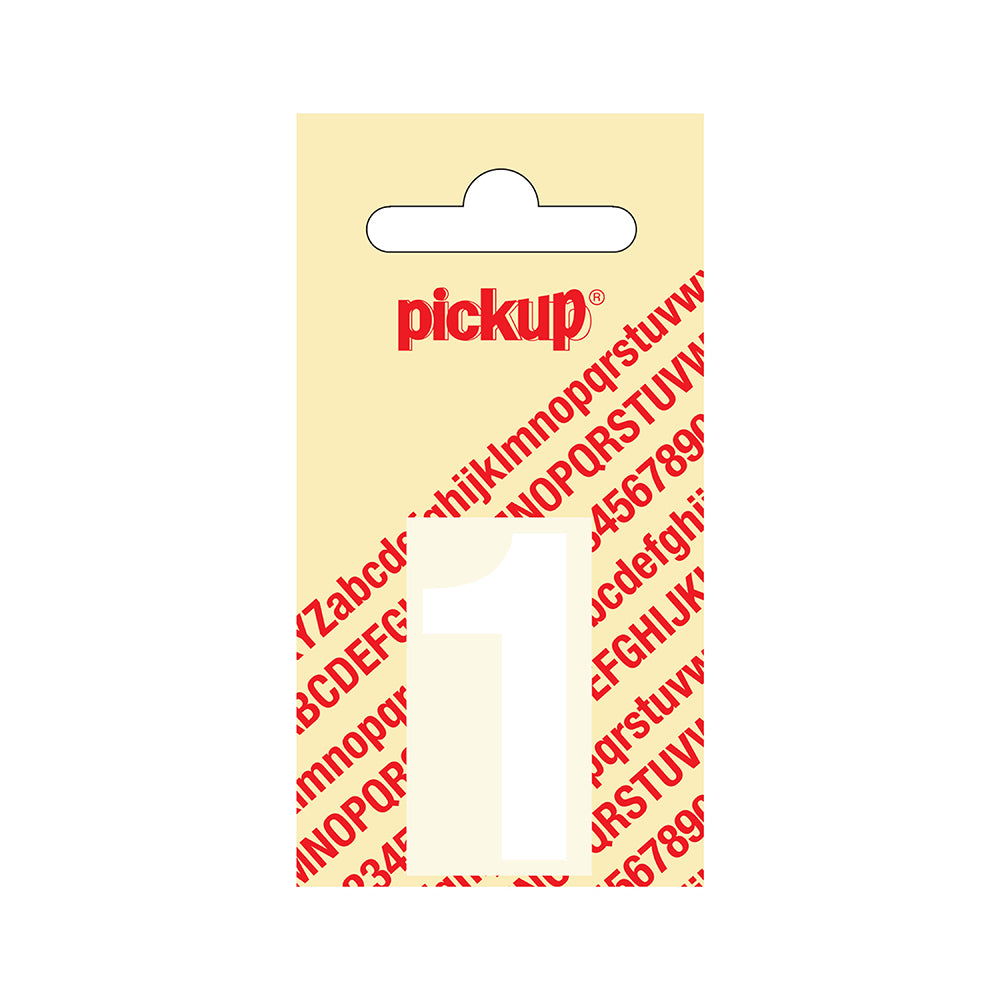 Plakcijfer Helvetica 40 mm - wit 1 - Helvetica - 312120401 - EAN 8711234102317 - zelfklevend vinyl