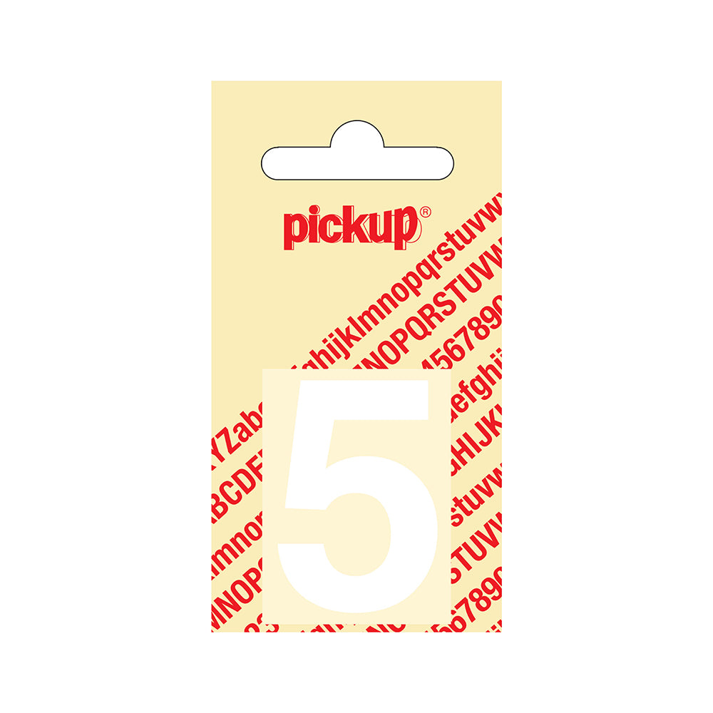 Plakcijfer Helvetica 40 mm - wit 5 - Helvetica - 312120405 - EAN 8711234102355 - zelfklevend vinyl